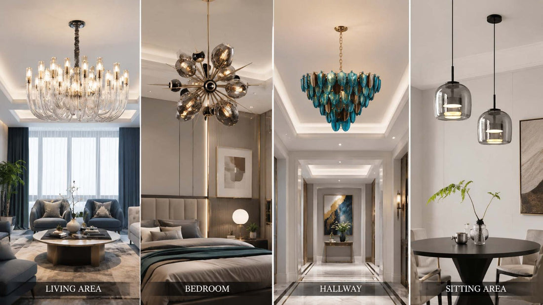 Modern home décor lighting and chandeliers in Delhi showroom