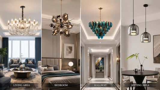 Modern home décor lighting and chandeliers in Delhi showroom