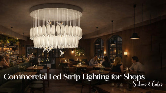 commercial LED strip lighting installed in a modern retail store highlighting product displays