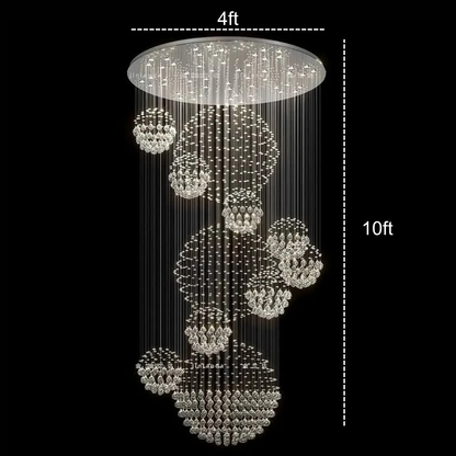 Opulent Grand Crystal Spiral Chandelier