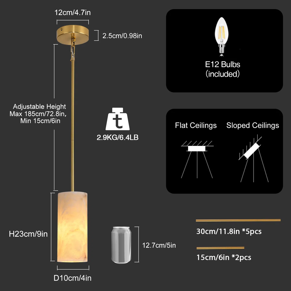 Cylinder Alabaster Pendant Light