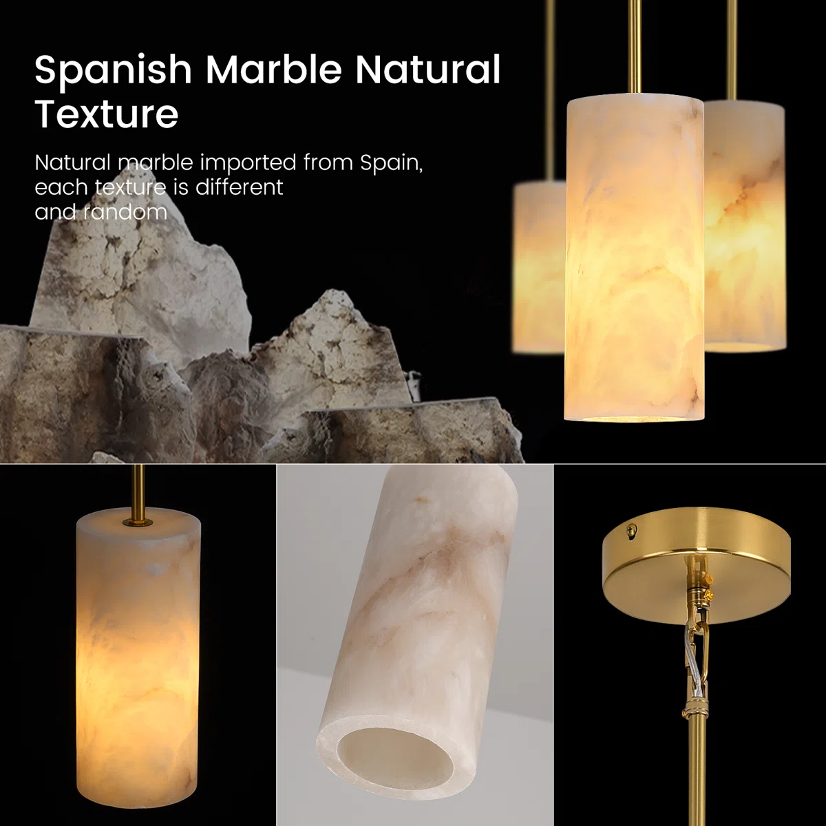 Cylinder Alabaster Pendant Light