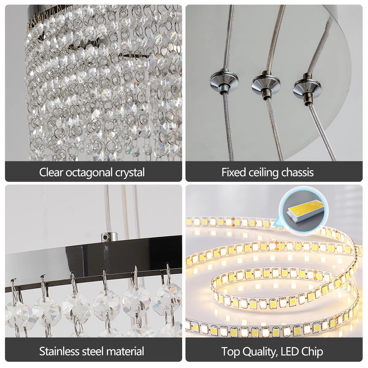 Luxury 3-Light LED Crystal Chrome Chandelier for Home Interior Lighting