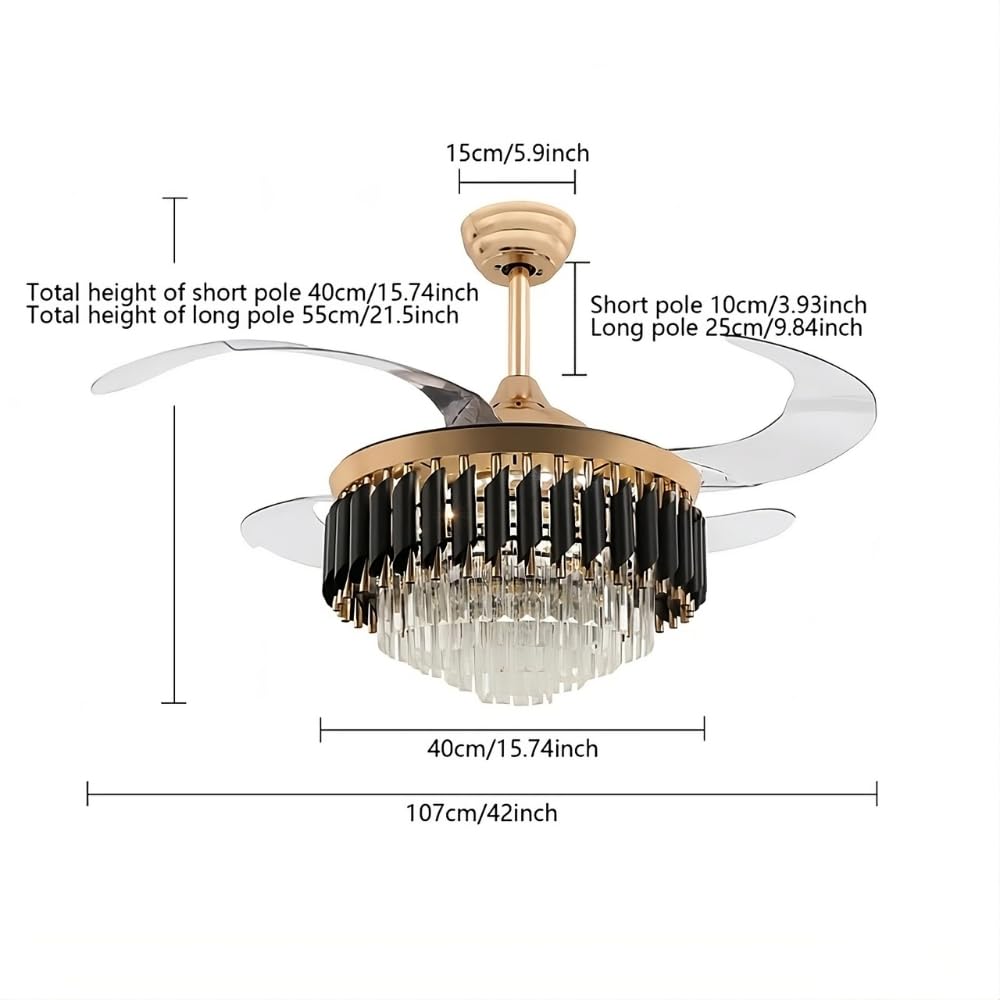 GoldenGlow Crystal Chandelier Ceiling Fan