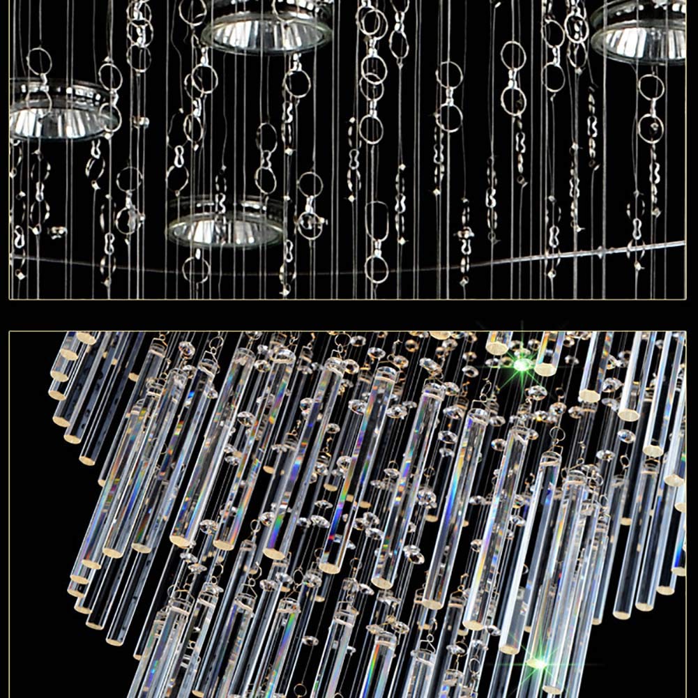 Modern Double Height Crystal Waterfall Chandelier