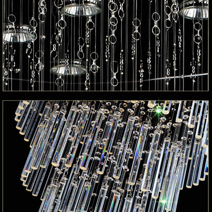 Modern Double Height Crystal Waterfall Chandelier