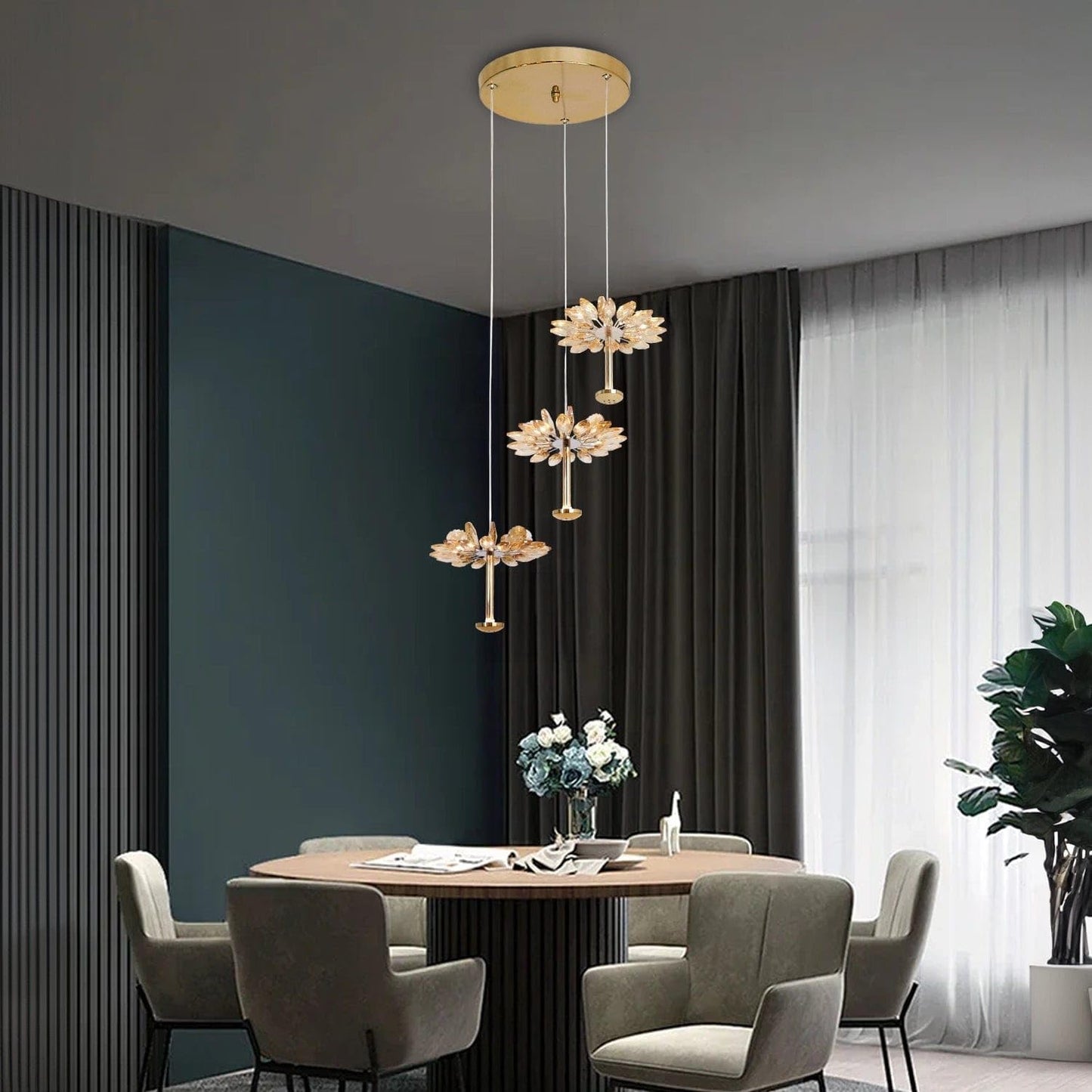 Crystal Lotus Hanging Light