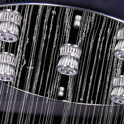 Modern Double Height Crystal Waterfall Chandelier