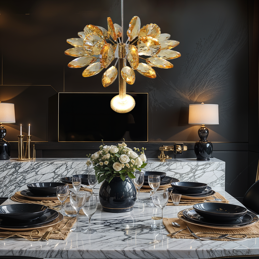Crystal Lotus Hanging Light