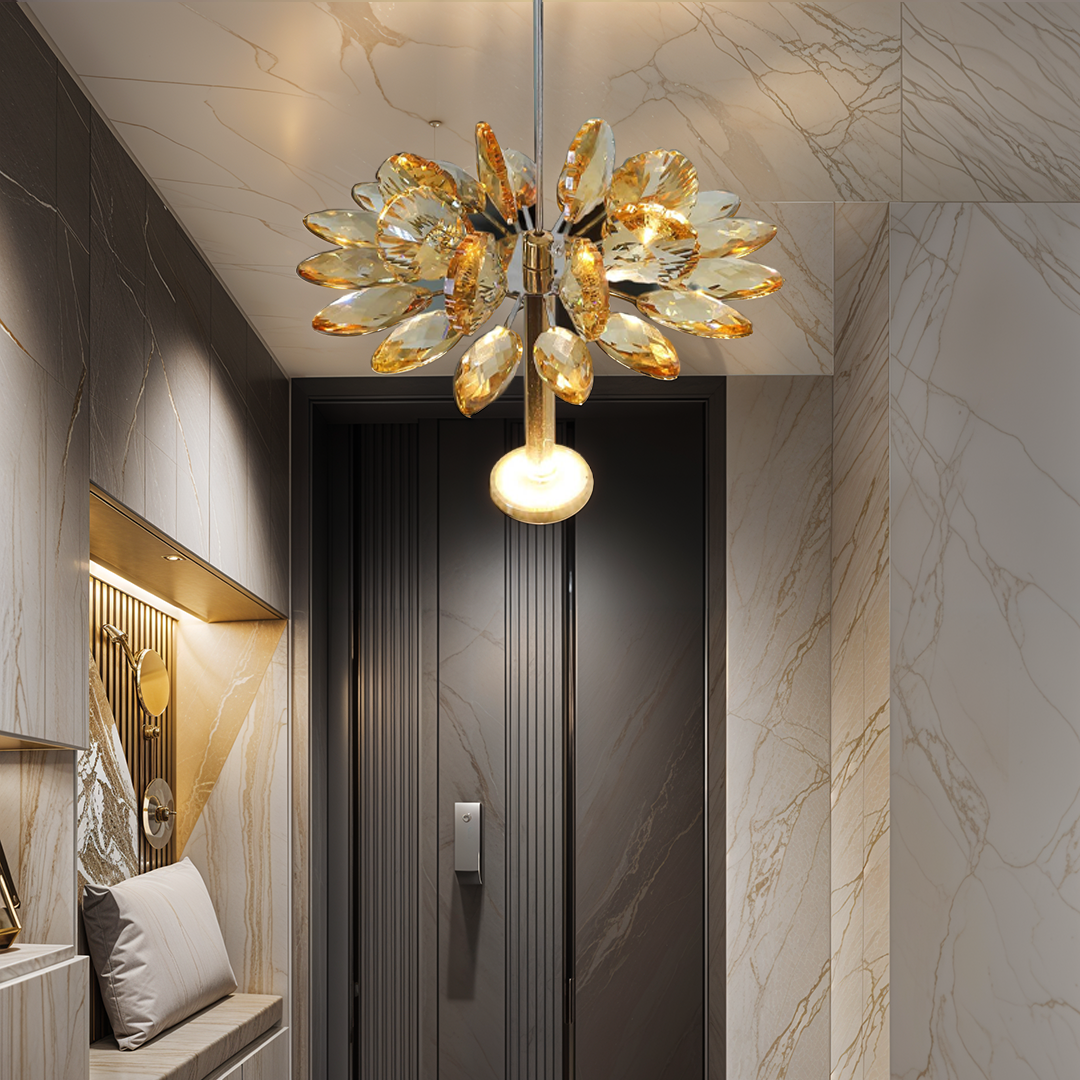 Crystal Lotus Hanging Light