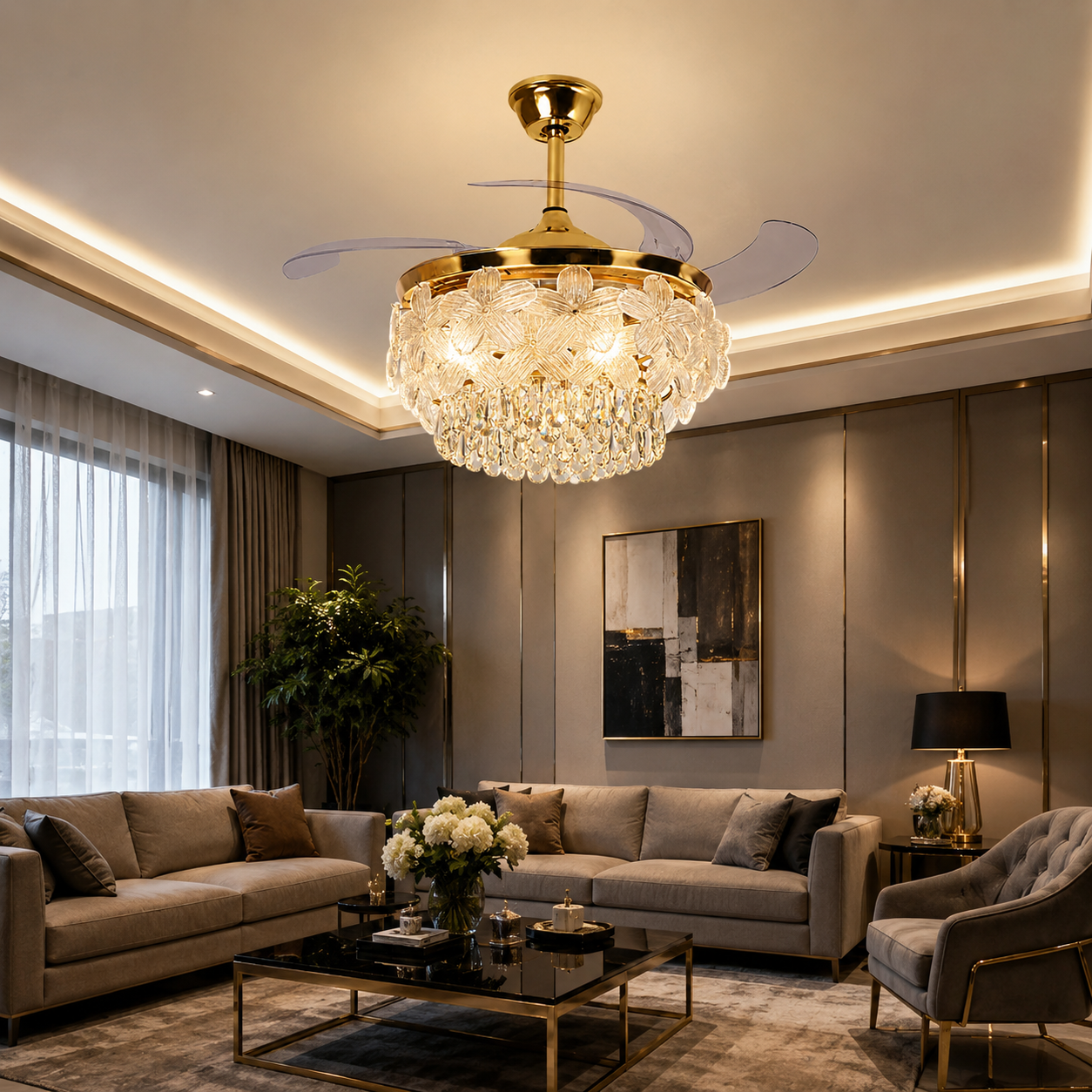 Floréa Luxe Chandelier Fan With Remote