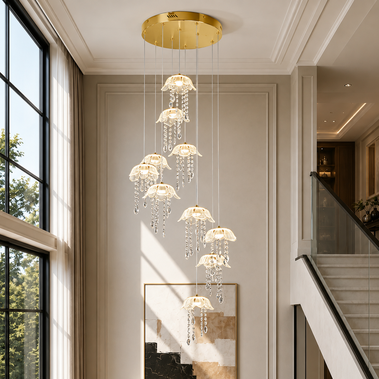 Cluster Staircase Chandelier