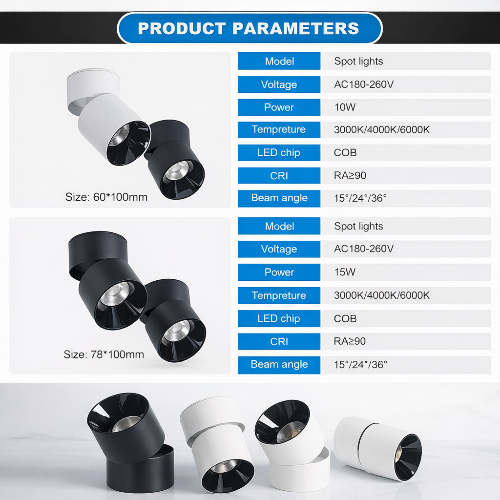 Beam Angle Adjustable Down Surface Mounted COB Downlight