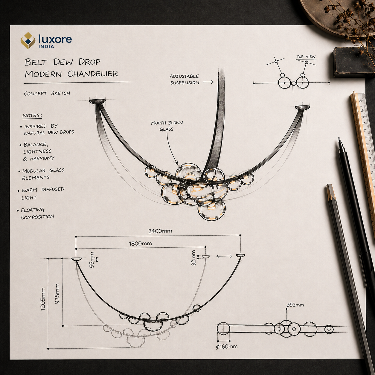 Belt Dew Drop Modern Chandelier
