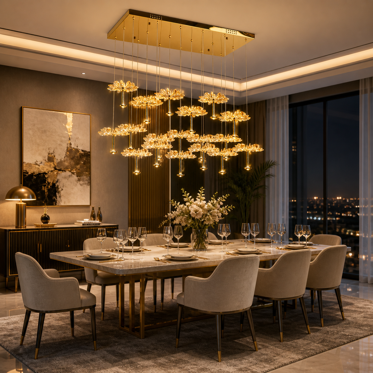 Crystal Lotus Chandelier
