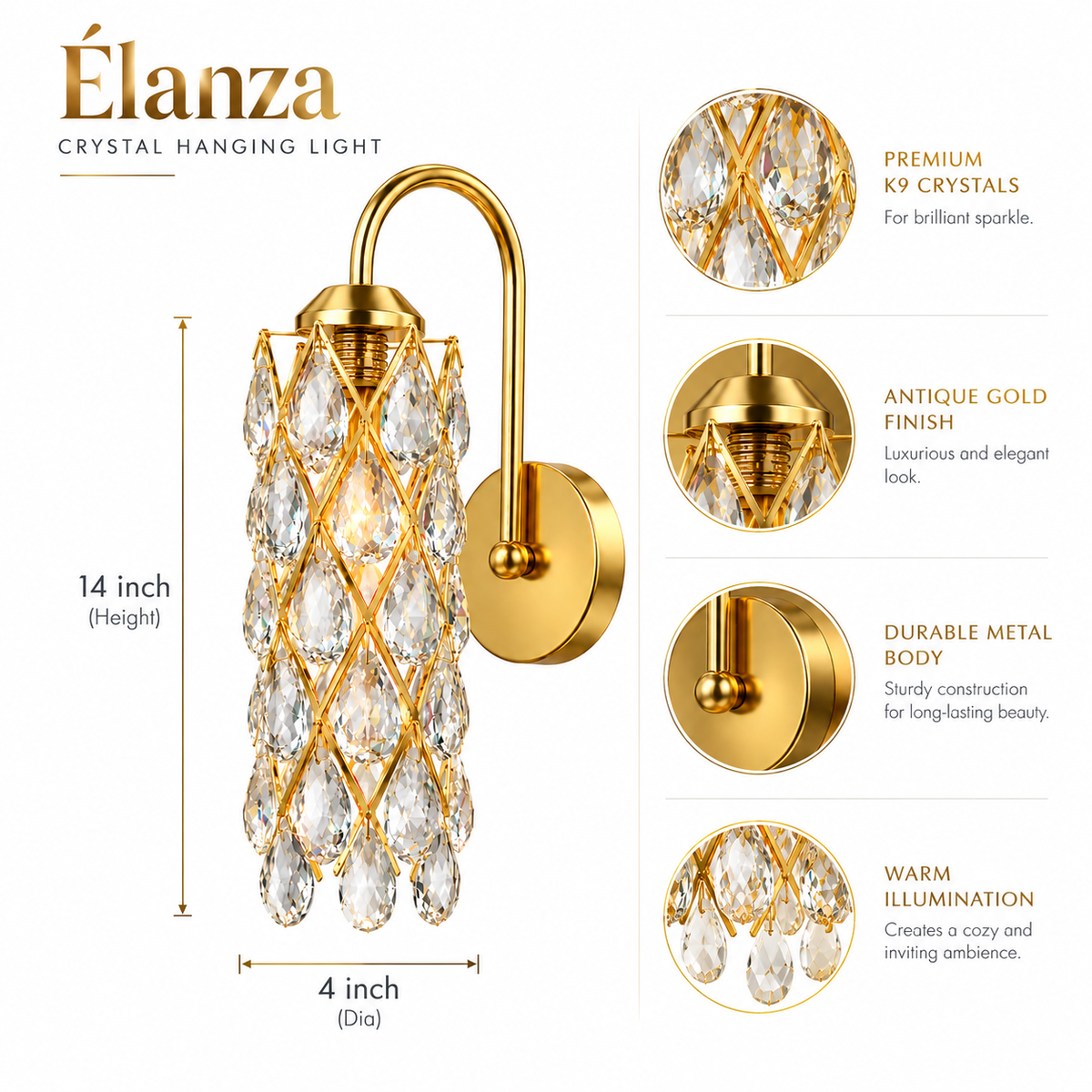 Élanza Crystal Wall Light