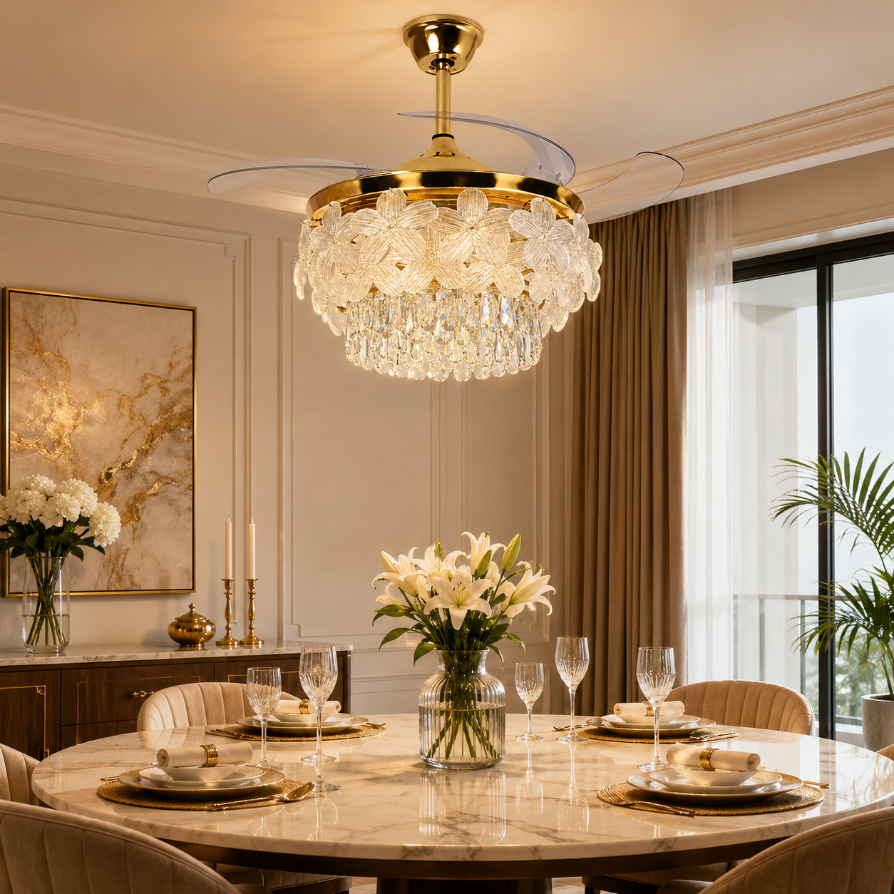 Floréa Luxe Chandelier Fan With Remote