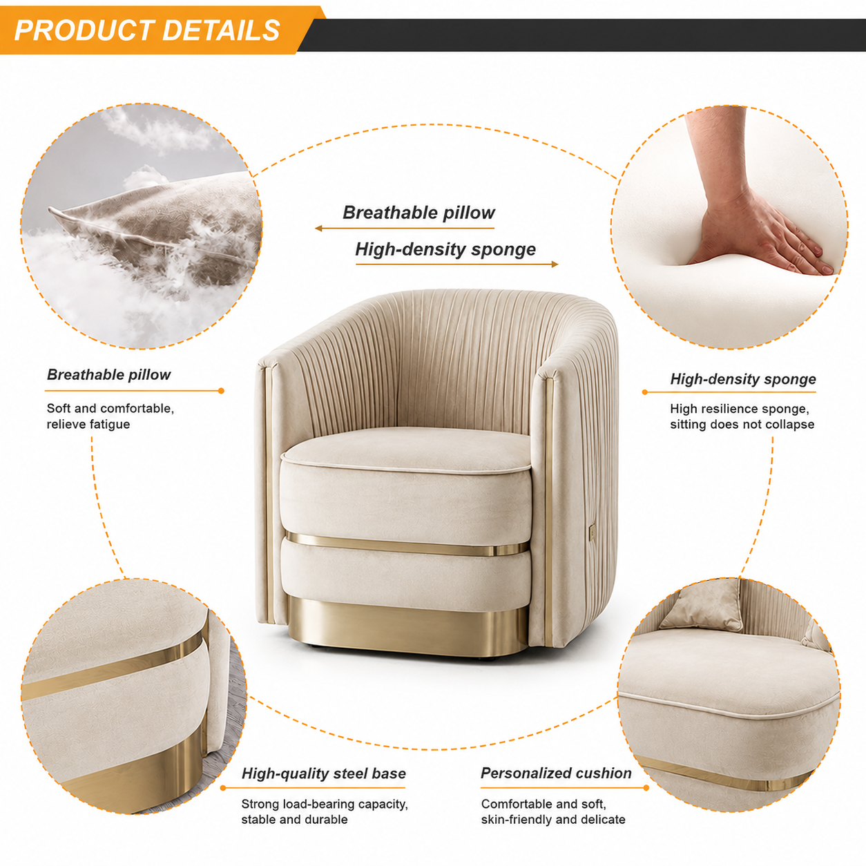 Italian Designer Modern Luxury Living Room Sofa