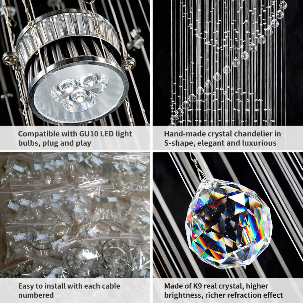 Opulent Grand Crystal Spiral Chandelier
