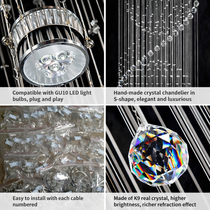 Opulent Grand Crystal Spiral Chandelier