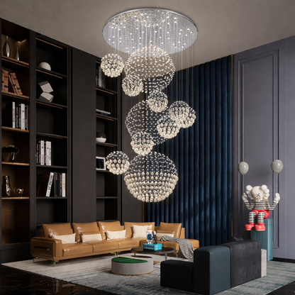 Opulent Grand Crystal Spiral Chandelier
