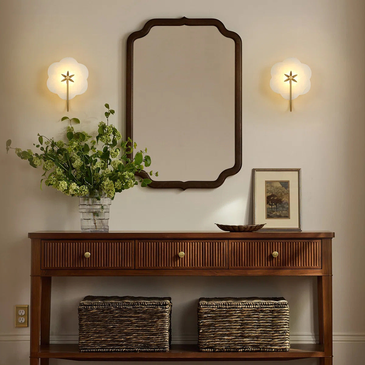 Luna Petal Alabaster Wall Light