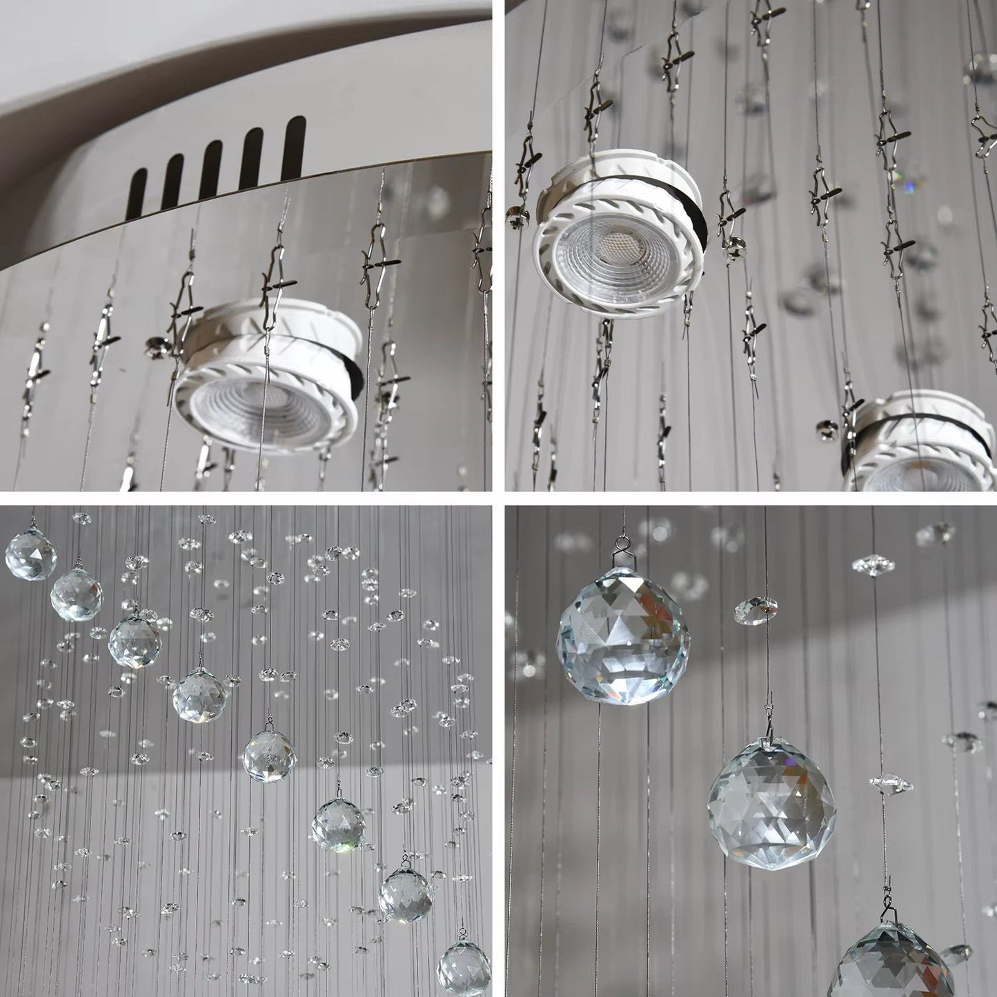 3 Sphere Crystal Spiral Chandelier,