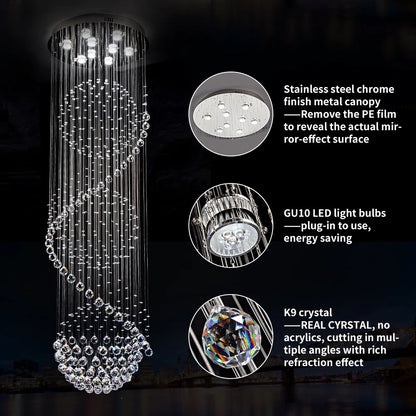3 Sphere Crystal Spiral Chandelier,