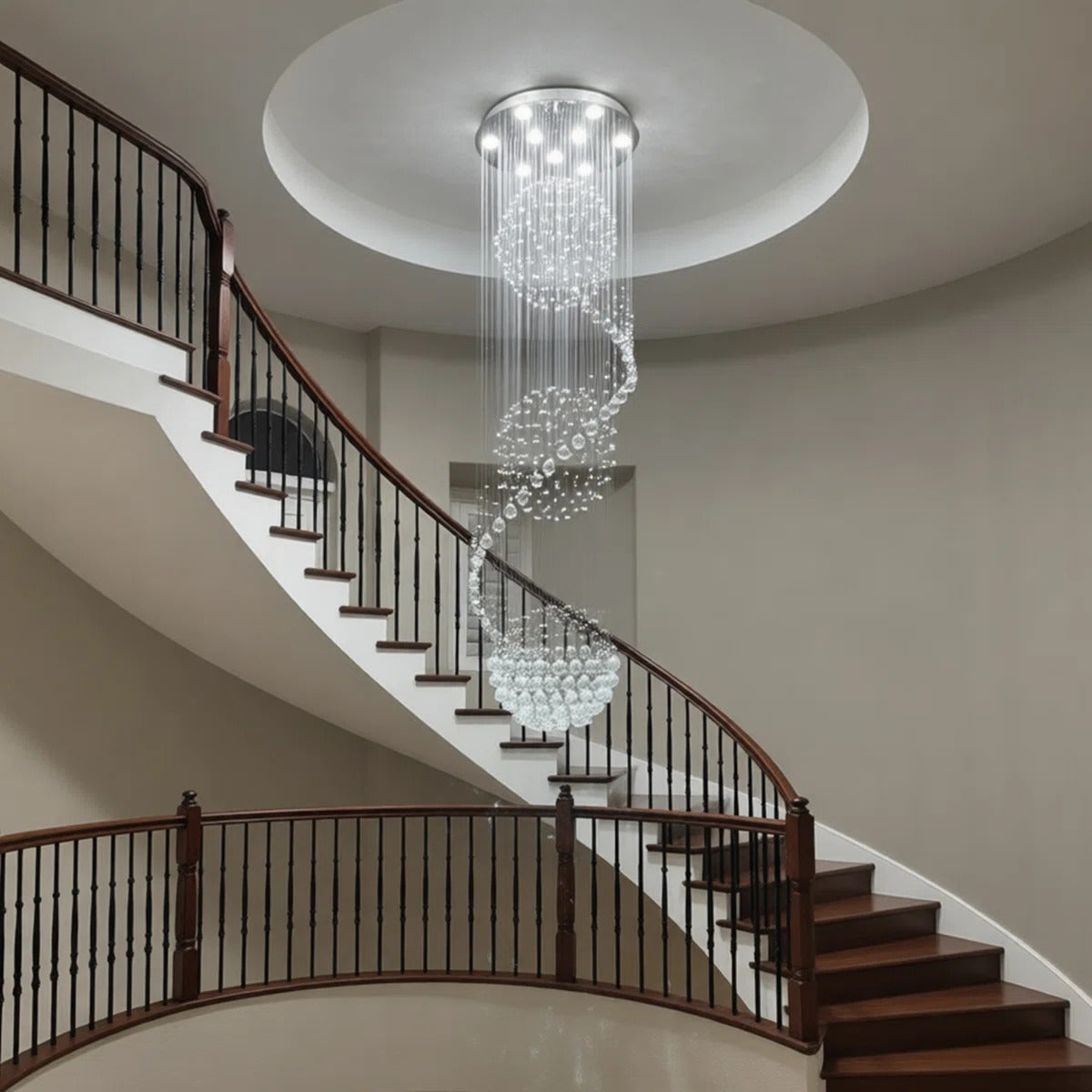 3 Sphere Crystal Spiral Chandelier,