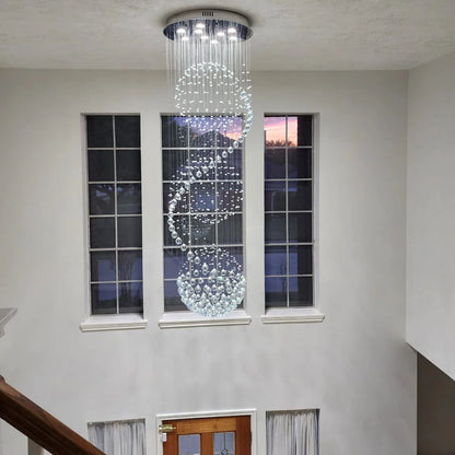 3 Sphere Crystal Spiral Chandelier,