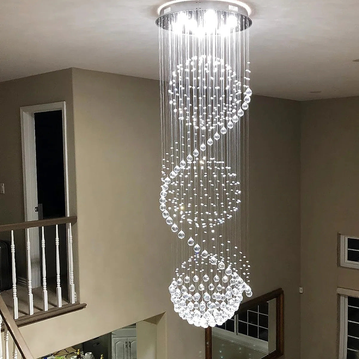3 Sphere Crystal Spiral Chandelier,