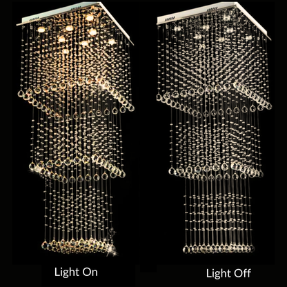 Chandelier showing 'Light On' and 'Light Off' states on a black background
