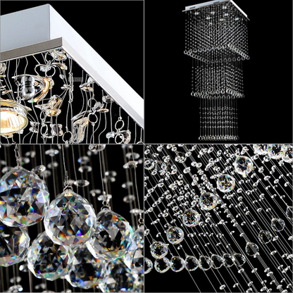 Collage of various crystal chandeliers and lighting fixtures.
