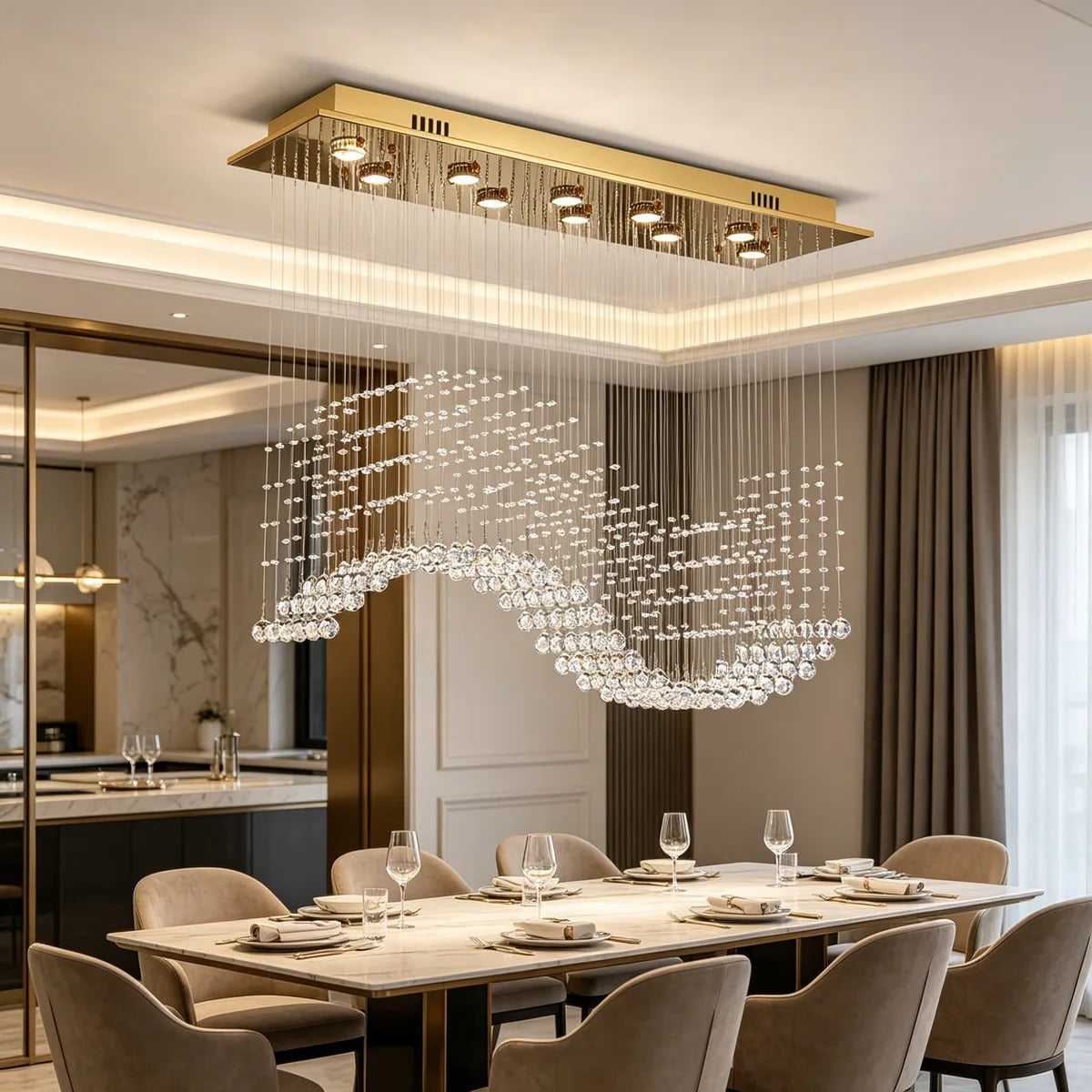 Crystal Flow Wave Chandelier