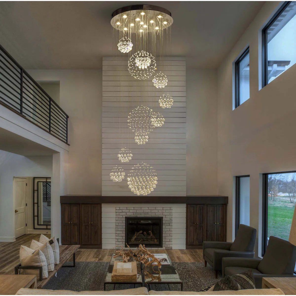 Opulent Grand Crystal Spiral Chandelier