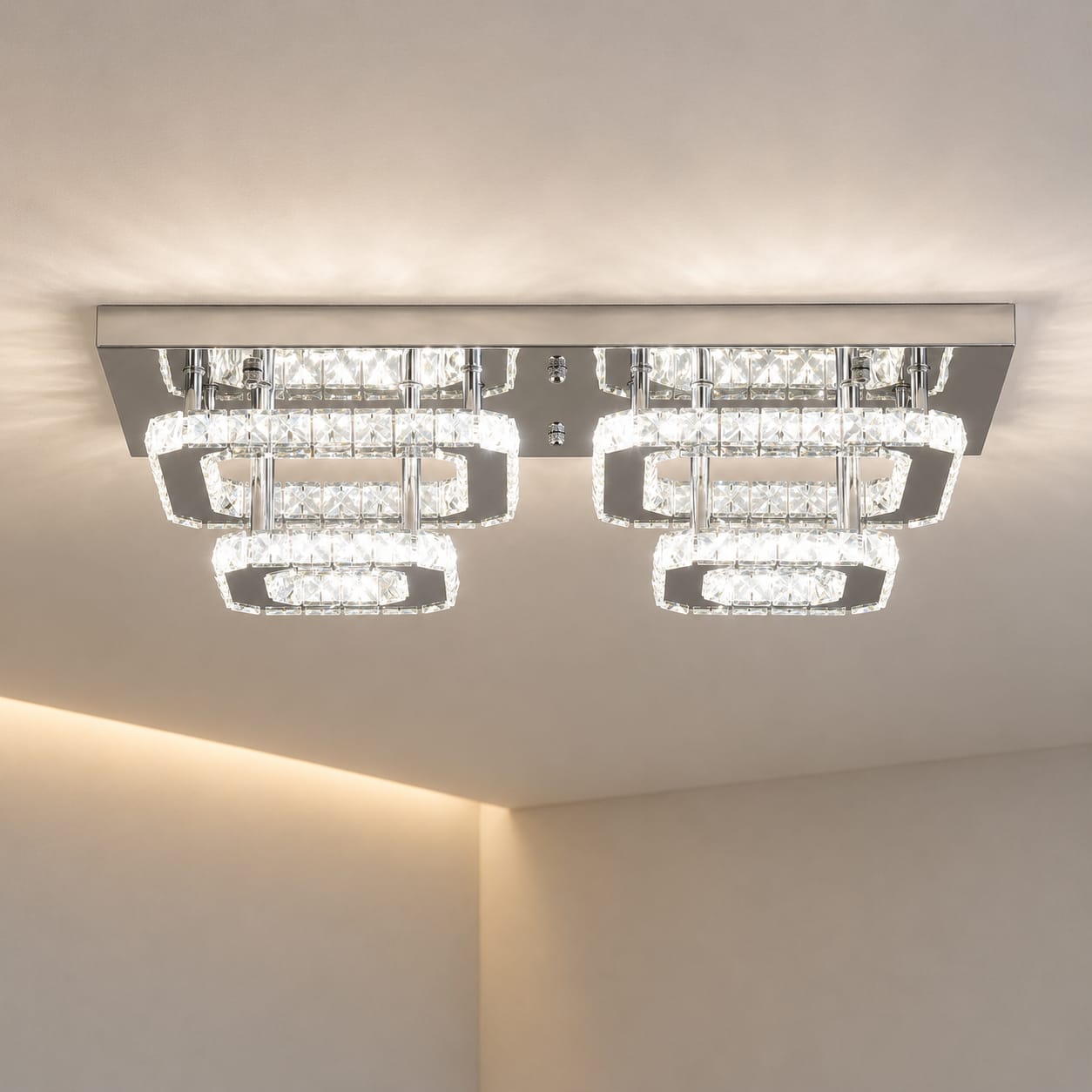 Crystal Cube Pair Chandelier