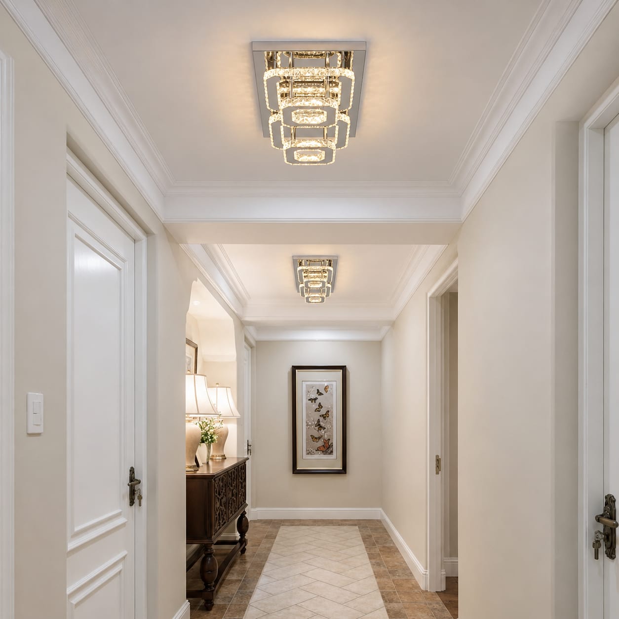 Crystal Cube Pair Chandelier